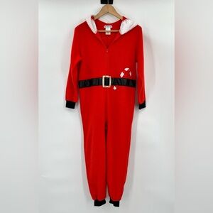Kids SantaClaus Fleece Onesie Christmas Pajamas Cozy Holiday festive winter L/XL